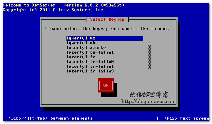 Xenserver安装选择键盘.png